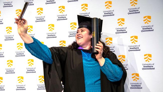 Dr Judith Esmay Ah Leong, from Samoa graduated from UniSQ with her fourth academic degree, a Master of Laws. UniSQ graduation ceremony at Empire Theatre. Wednesday, June 28, 2023