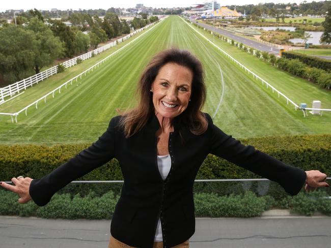 Amanda Elliott in front of the Flemington straight. Picture: Ian Currie