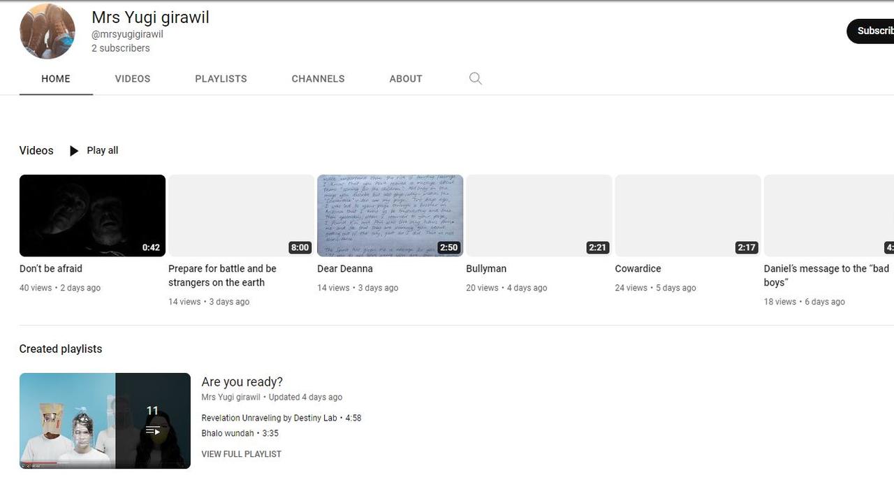 The YouTube channel featured a number of other ominous videos. Picture: YouTube