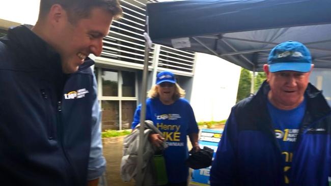 Federal MP for Bowman Henry Pike pictured here on the campaign trail with his Chris Reeves, right, who was voted in as Oodgeroo state branch chairman.