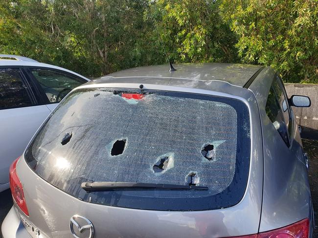 20/12/2018 Damaged car after a brief hail storm hit Central Coast NSW. Source: Twitter