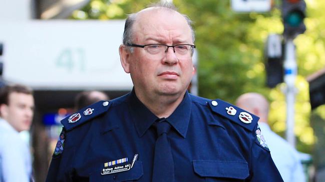 Victoria Police commissioner Graham Ashton arrives at the Lawyer X inquest. Picture: Aaron Francis