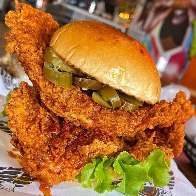 The Nashville fried chicken burger from Wing Fix. Picture: Wing Fix.