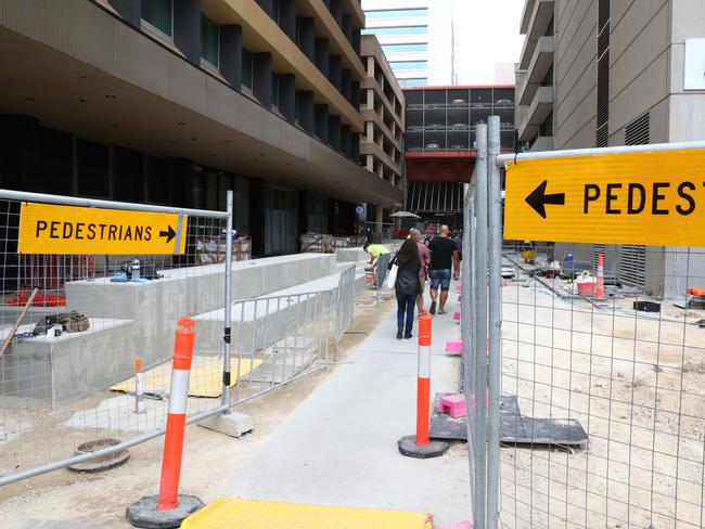 How Topham Mall looks right now, with very restricted pedestrian access. Picture: Simon Cross