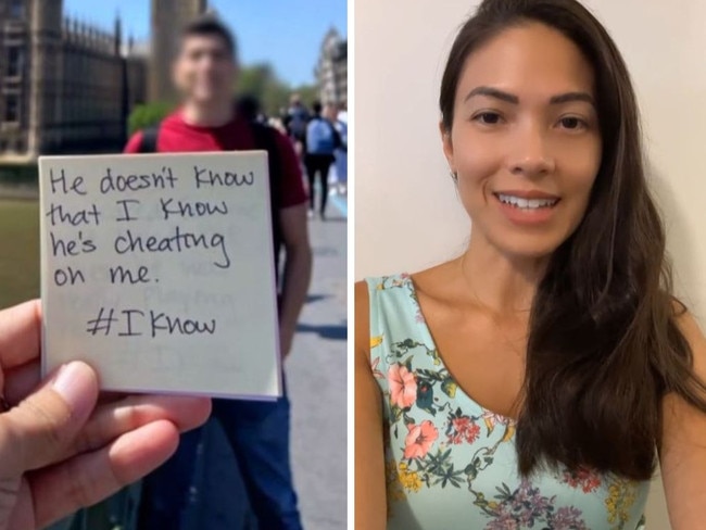 Post-It note exposes ‘cheating’ boyfriend. Picture: TikTok/@iknow_girl