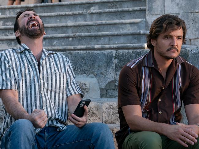 Nicolas Cage as Nic Cage and Pedro Pascal as Javi in The Unbearable Weight of Massive Talent. Photo Credit: Katalin Vermes/Lionsgate