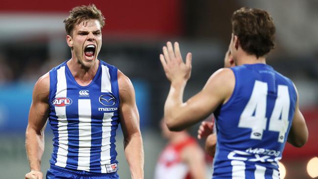 Mason Wood starred in North Melbourne’s win. Picture: Getty Images