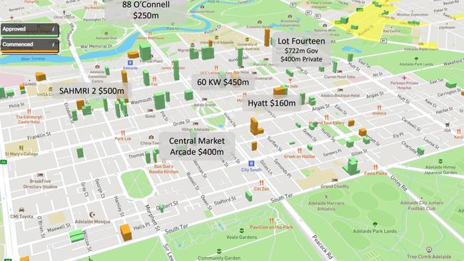 Job creating developments, which are the highlight of an Adelaide City Council report into the state of the city.