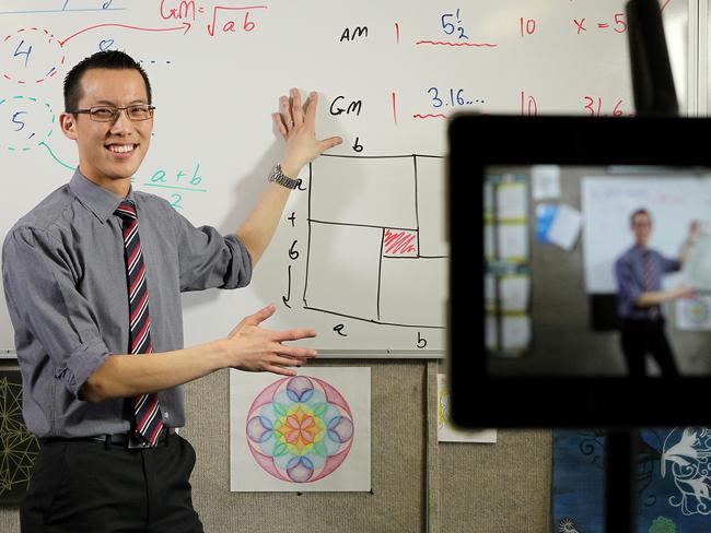 Eddie Woo teaching at Cherrybrook Technology High School. Picture. Hollie Adams