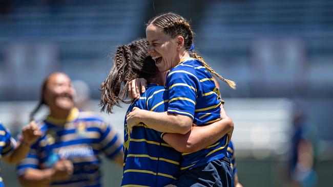 Morgan Teoka CELEBRATES A TRY.PIC: B HERTEL/QRU