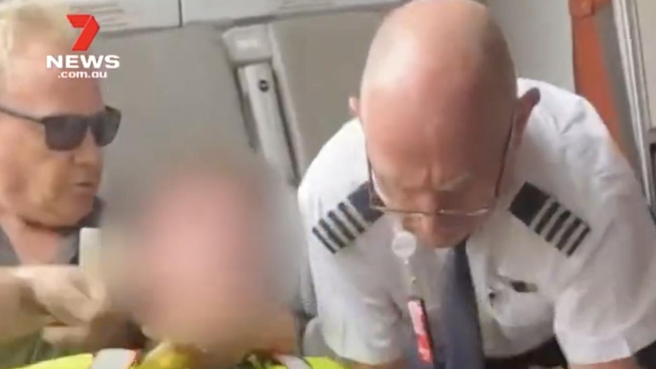 Mr Clark and the pilot detained the man before he was arrested by police. Picture: Supplied/7News