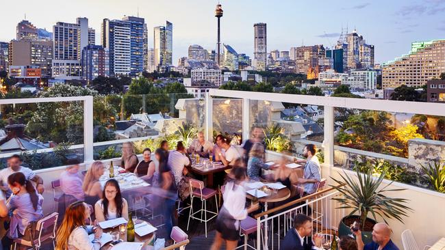 The East Village hotel's terrace in Darlinghurst. Picture: Brett Stevens