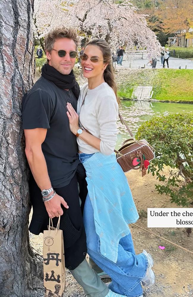 Aussie jewellery designer Buck Palmer with supermodel girlfriend Alessandra Ambrosio travelling Japan together. Instagram,