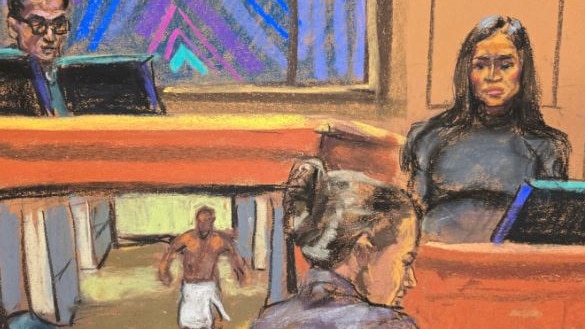 Cassie Ventura on the stand in a courtroom sketch of the sex-trafficking trial of hip-hop entrepreneur Sean Combs. Photo: jane rosenberg/Reuters