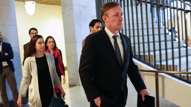 US National Security Adviser Jake Sullivan arrives for a briefing at the Capitol. Picture: Getty Images