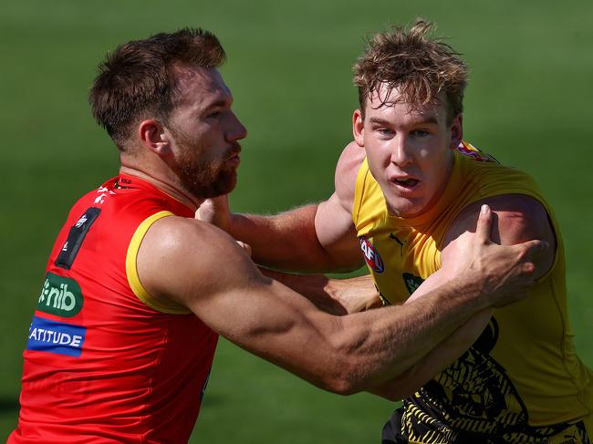 Tom Lynch and Noah Balta at Richmond training. Picture: Michael Klein