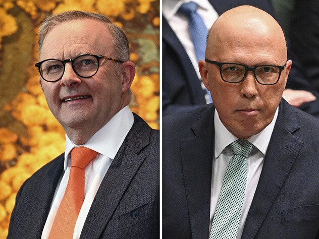 Labor voters are not necessarily following Prime Minister Anthony Albanese's (left) lead to vote Yes for the Voice, but Coalition voters are heeding the No message from Opposition Leader Peter Dutton.