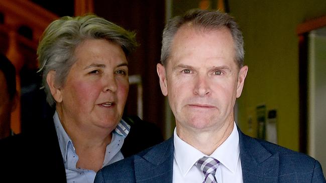 ICAC director of investigations Andrew Baker, right, and former ICAC investigator Amanda Bridge, left, outside court. Picture: NCA NewsWire