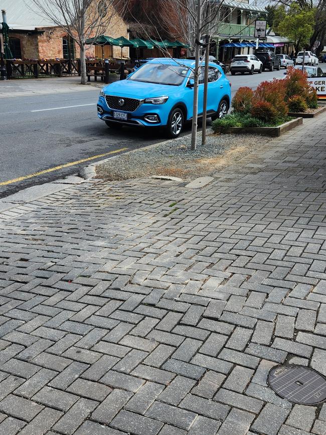 Uneven footpaths along Hahndorf’s main street.