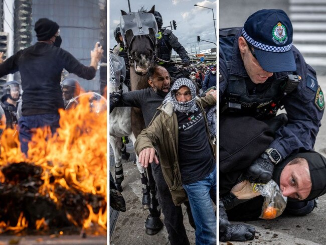 Violent protests errupted near the Melbourne Convention Centre on Wednesday.