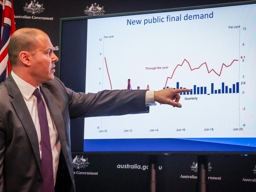 Treasurer Josh Frydenberg. Australia's GDP figures have confirmed the country's first recession since 1990-1991 with the economy shrinking by 6.3 per cent in the past 12 months. Picture: David Gray