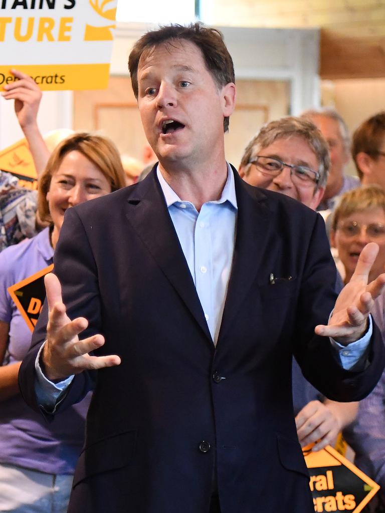 Nick Clegg back in his campaigning days in 2017. Picture: Getty Images