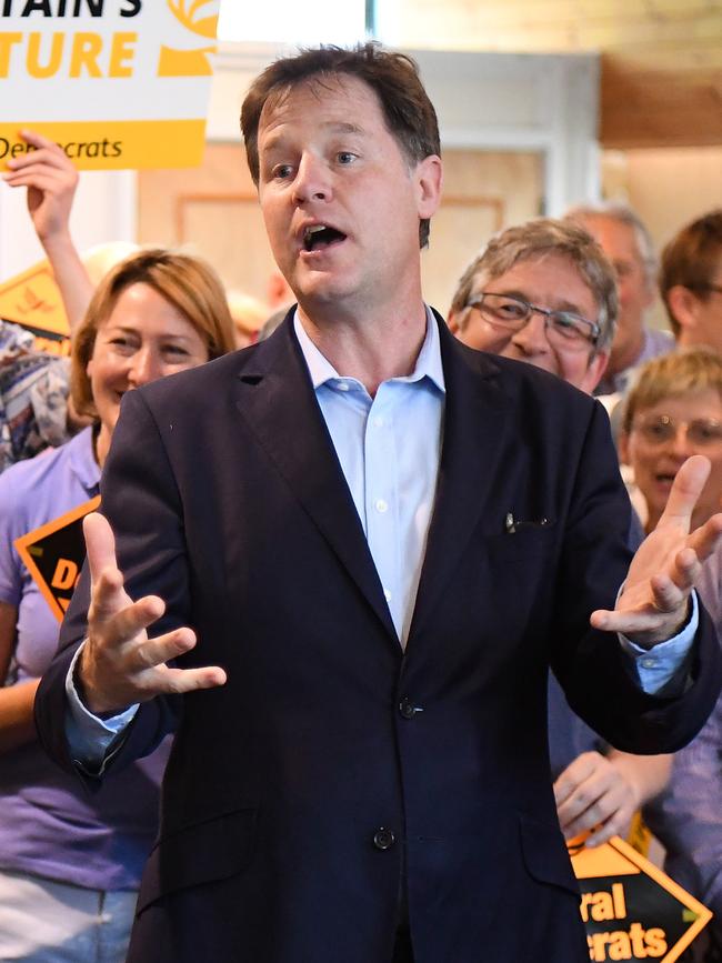 Nick Clegg back in his campaigning days in 2017. Picture: Getty Images