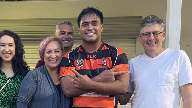 Coomera Crushers Tyrell Forbes with family. Picture: Supplied (GCDRU)