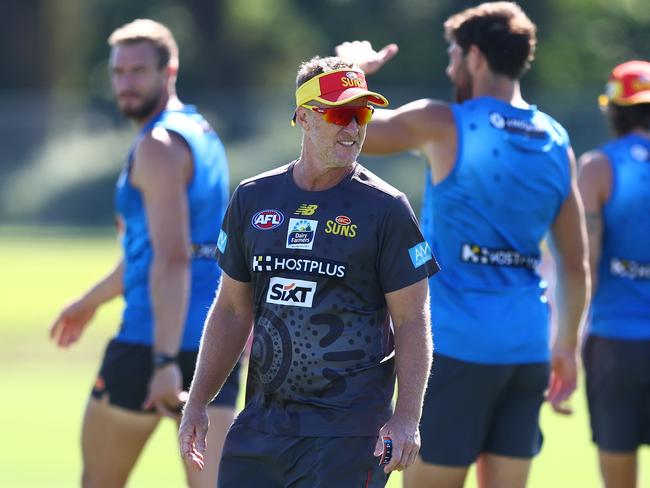 Damien Hardwick at Gold Coast training this week. Picture: Chris Hyde/Getty Images