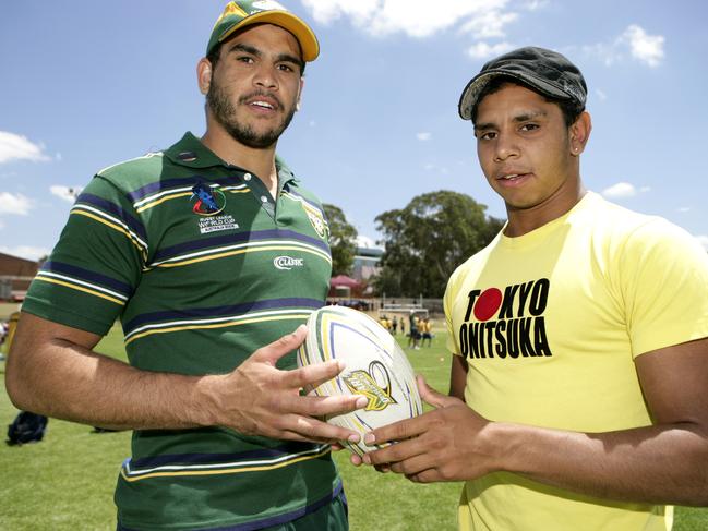 Greg Inglis (left) and Albert Kelly. Picture: Isabella Letinni