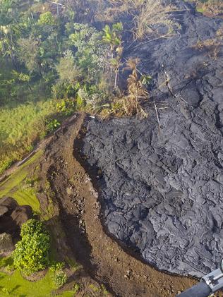 The flow is near the town of Pahoa on the Big Island of Hawaii. Picture: Pete Stachowicz, Paradise Helicopters.