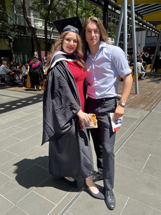 Paula Chelan (Bachelor of Law) and Euan Kennedy at the RMIT University graduation day on Wednesday, December 18, 2024. Picture: Jack Colantuono