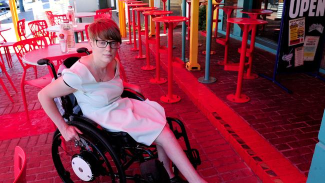 A small step, like this one at a restaurant on Melbourne St, can be a big problem for someone with a disability. Photo: Mark Brake.<br/>