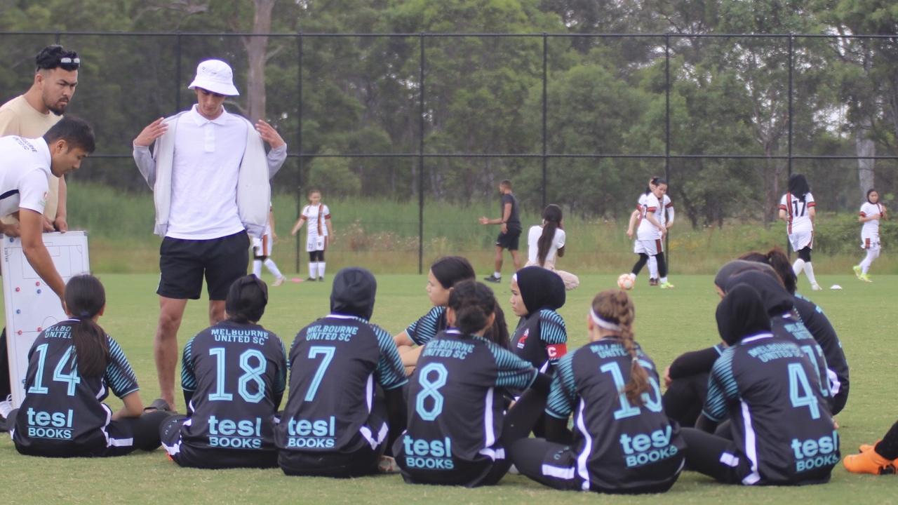 Coaching staff speak with one of the teams at the Afghan National Cup. Image: Supplied