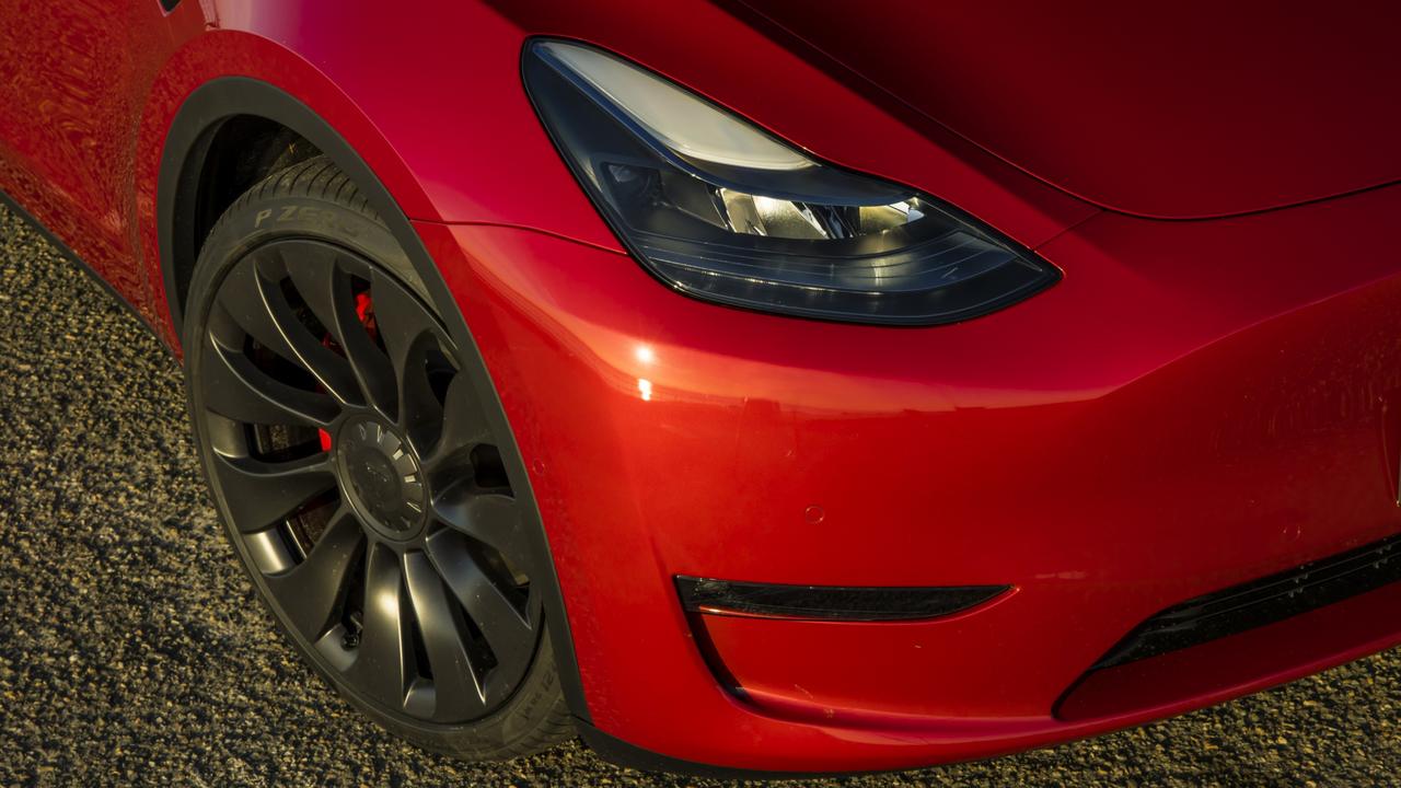 The Tesla Model Y Performance wears 21-inch rims. Photo: Mark Bean.