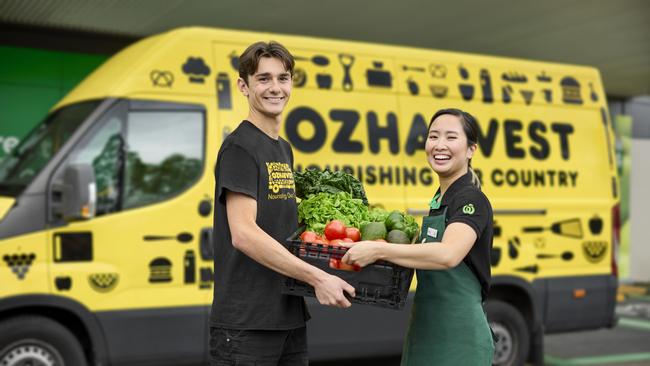 OzHarvest driver Sage McAteer and Woolworths team member Emily Purnomo. Picture: Supplied