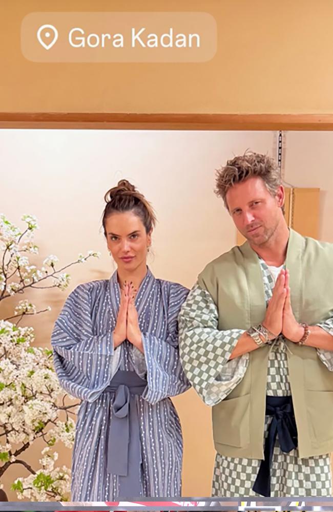 Aussie jewellery designer Buck Palmer with supermodel girlfriend Alessandra Ambrosio travelling Japan together. Instagram,