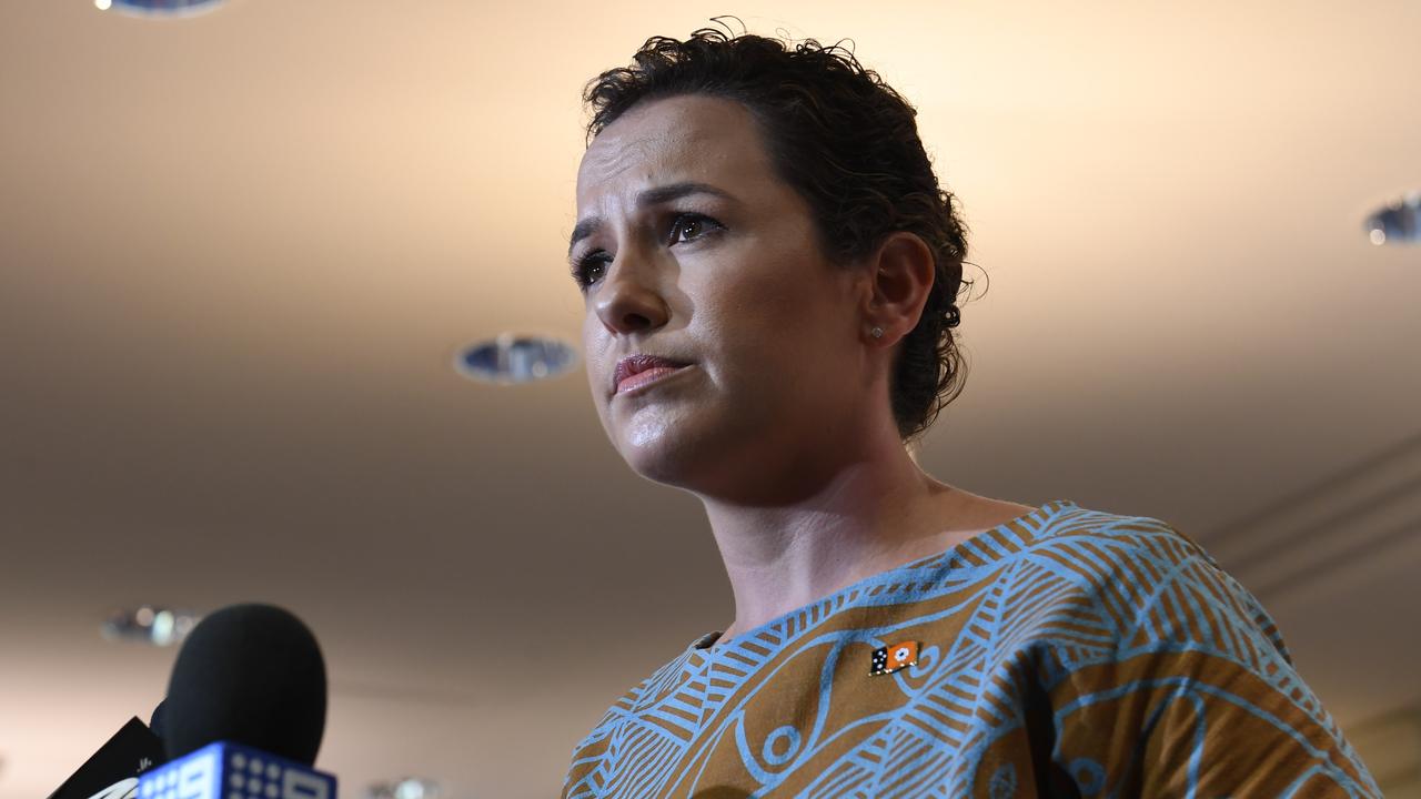 Lia Finocchiaro answers questions after signing the Aboriginal Justice Agreement. Picture: (A)manda Parkinson