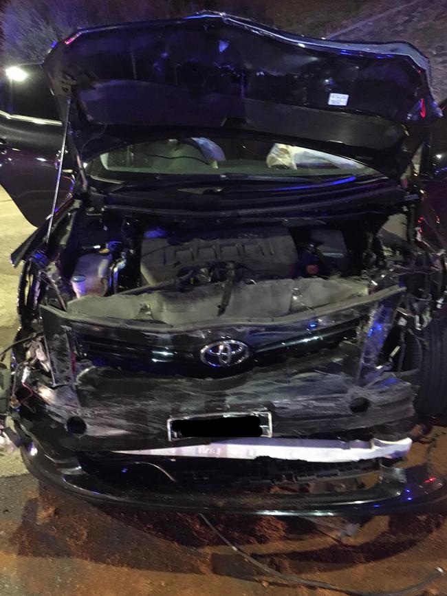 Significant damage to the Toyota Corolla.