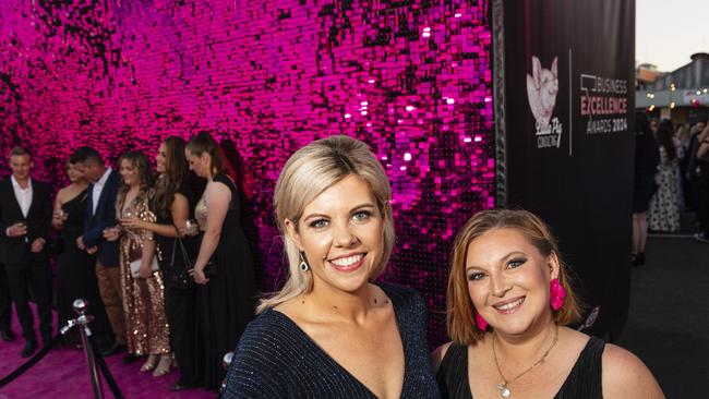 Mikaela Smith (left) and Bri Loveday of Your Events Group at Little Pig Consulting Business Excellence Awards at Rumours International, Saturday, October 19, 2024. Picture: Kevin Farmer