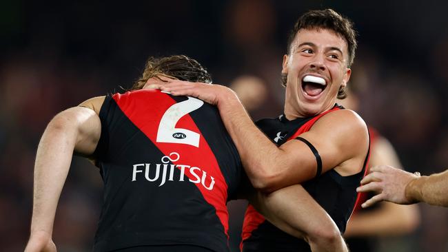 Massimo D'Ambrosio (R) celebrates the winning goal against North Melbourne. Picture: Getty Images