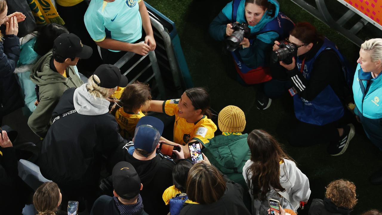 Sam Kerr was all class with fans after the game. Photo by Robert Cianflone/Getty Images.