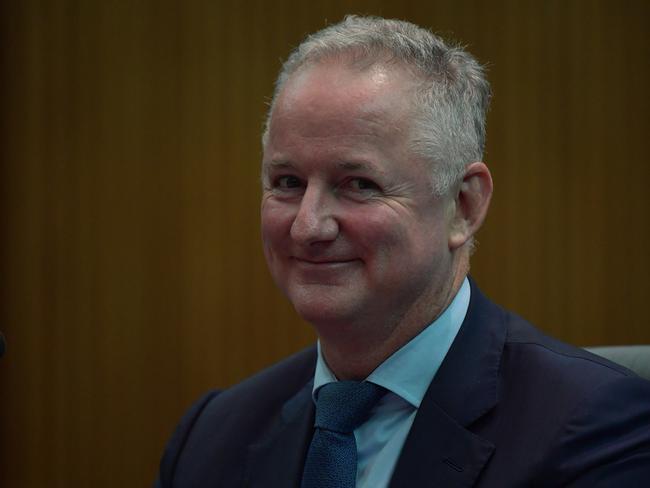 CANBERRA, AUSTRALIA - FEBRUARY 19: Chief Executive Officer of Nine Hugh Marks during the public hearing into Media diversity in Australia at the Environment and Communications References Committee in the Main Committee Room at Parliament House on February 19, 2021 in Canberra, Australia. The Senate inquiry into media diversity in Australia is examining the state of media diversity, independence and reliability in Australia and the impact that this has on public interest journalism and democracy. (Photo by Sam Mooy/Getty Images)