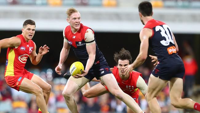 Clayton Oliver in action against the Suns. Picture: AAP Images