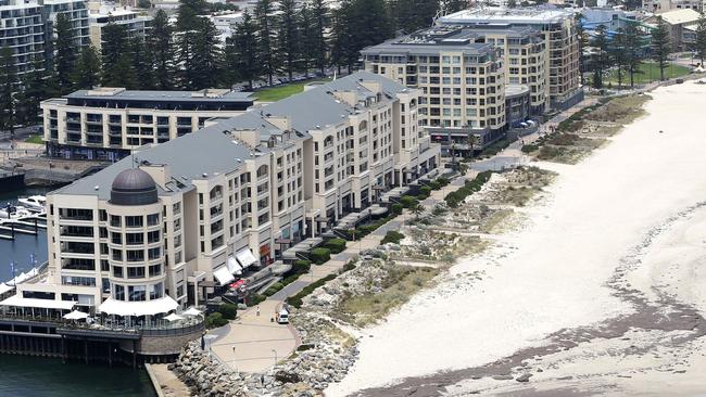 Holdfast Shores apartments, whose owners are embroiled in a legal dispute with surrounding restaurants. Picture: Sarah Reed