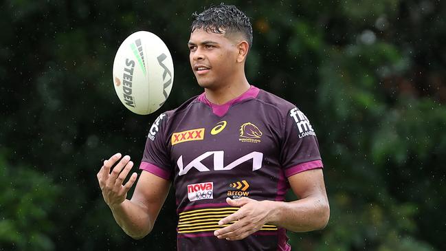 Selwyn Cobbo at Brisbane Broncos training, Red Hill. Picture: Liam Kidston