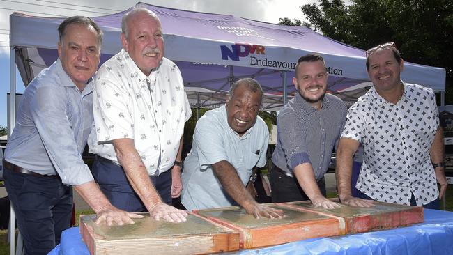 First residents John Galligan, Brendan Duncanson and Malcolm Growns with CEO Andrew Donne (LEFT) and Phil Thompson. Endeavour Foundation will invest $2,063,000 in the Townsville region as part of its landmark My Home, My Life initiative to address the shortage of suitable housing affecting people with disability. Construction will begin this month on the first new Townsville home. PICTURE: MATT TAYLOR.