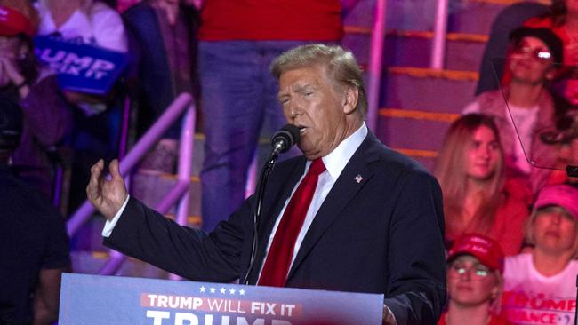 Former US president and Republican presidential candidate Donald Trump speaks during a campaign rally in Greensboro, North Carolina, on November 2. Picture: AFP