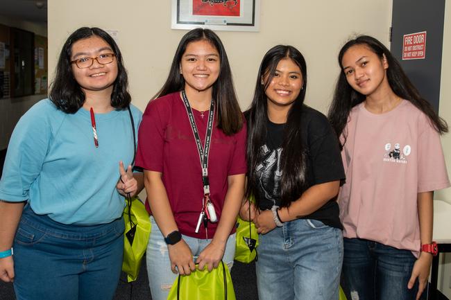 Abegail De Luzon, Katrina Gabrillo, Roxanne Dela Torre and Martchie Clemente from Mackay State High School experience a day in the life of a uni student at CQUniversity's Mackay Uni Experience.Picture: Michaela Harlow