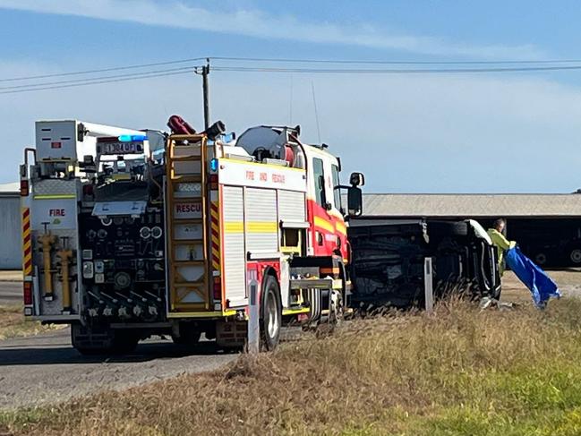 Emergency services respond to a crash on Taylors Beach Rd, between Halifax and Taylors Beach on Monday. Picture: Cameron Bates.